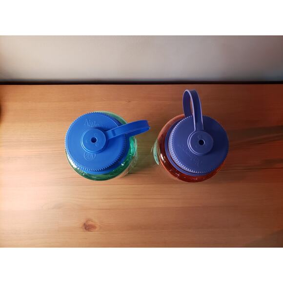 Nalgene 32oz Wide Water Bottle Lot of 2 Pastel Green & Marmalade Made in USA - Picture 2 of 3